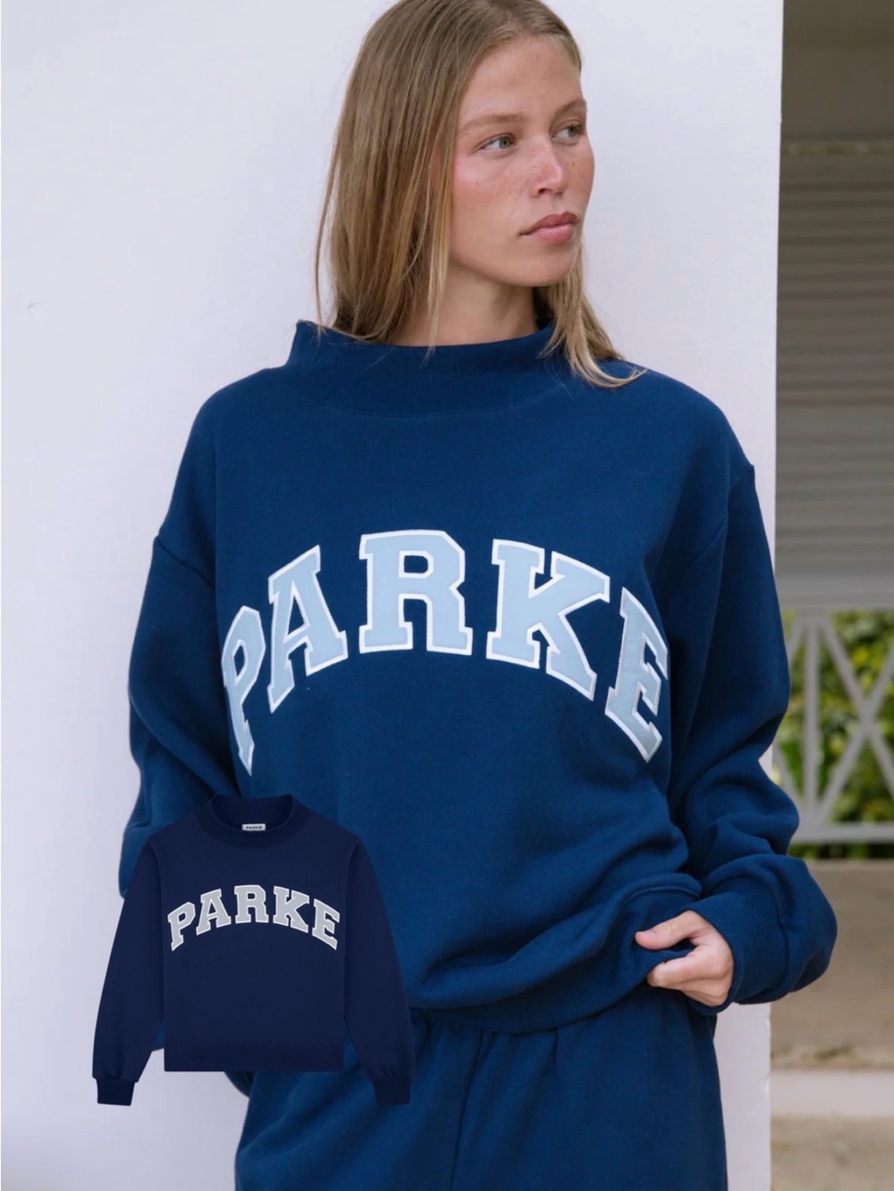 Parker Navy Blue Collegiate Logo Sweatshirt